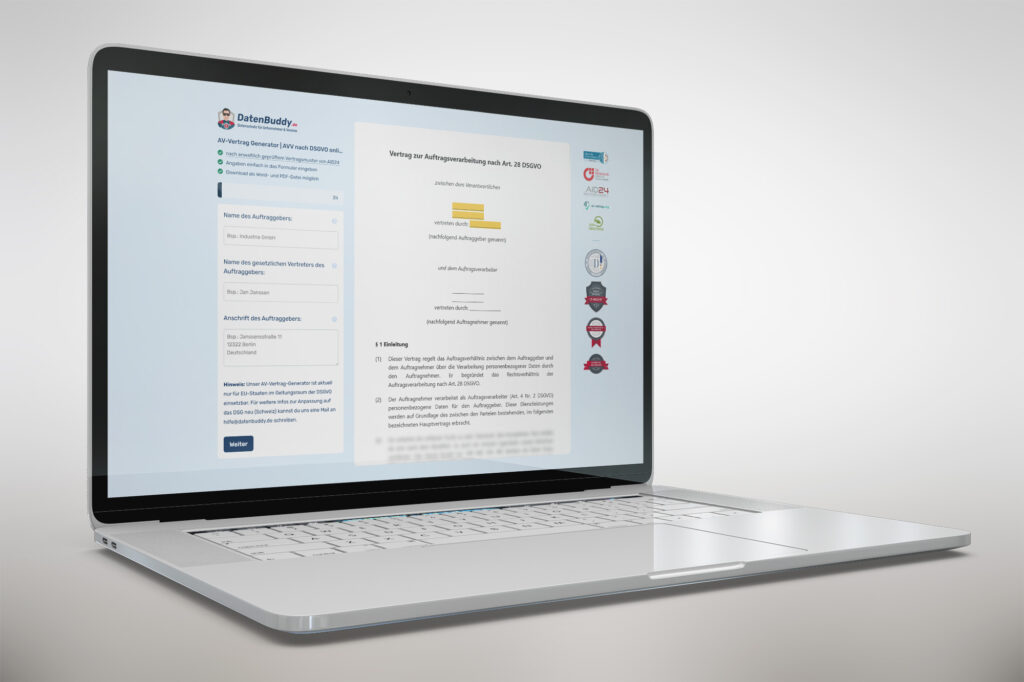 AV-Vertrag Generator auf Laptop